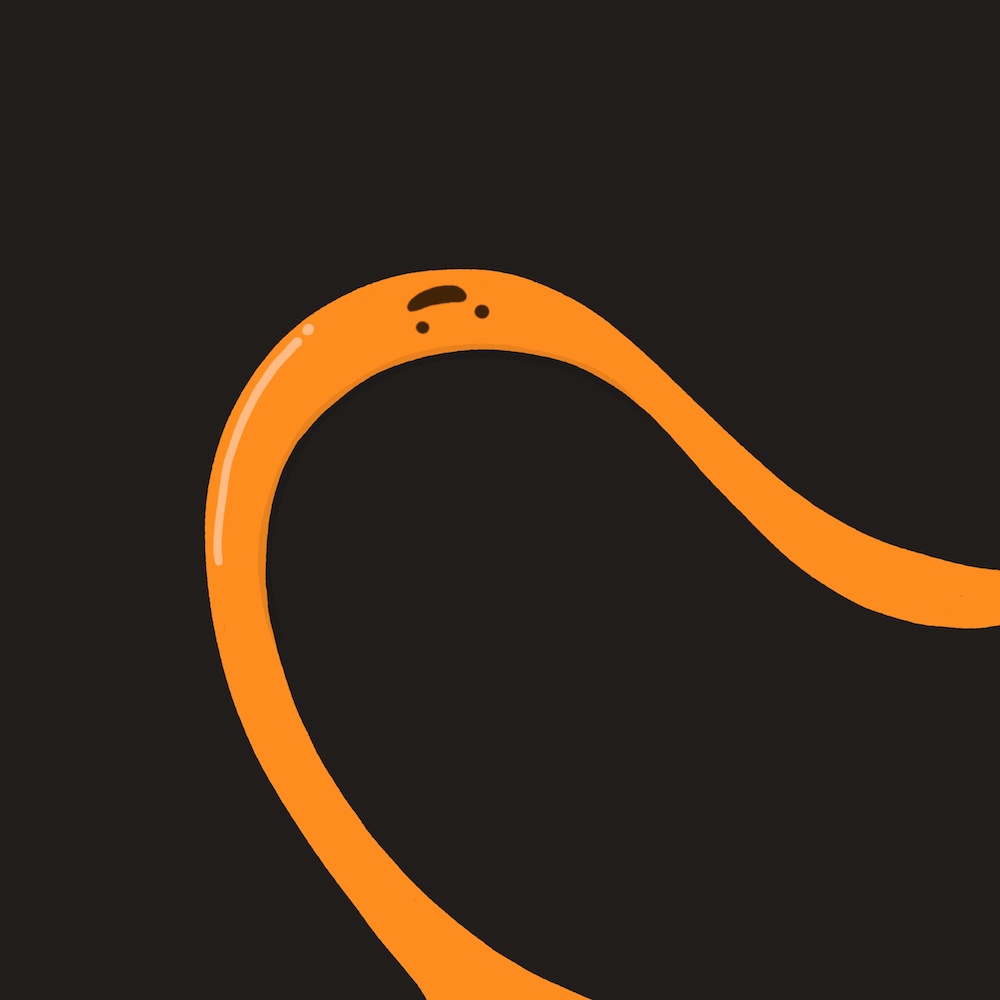 An orange jump rope shape on a dark brown background