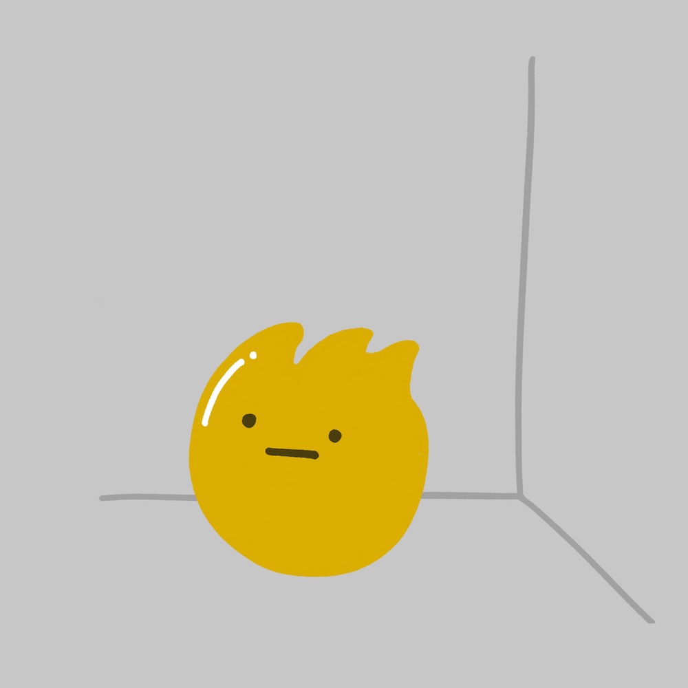 A yellow shape in a gray corner
